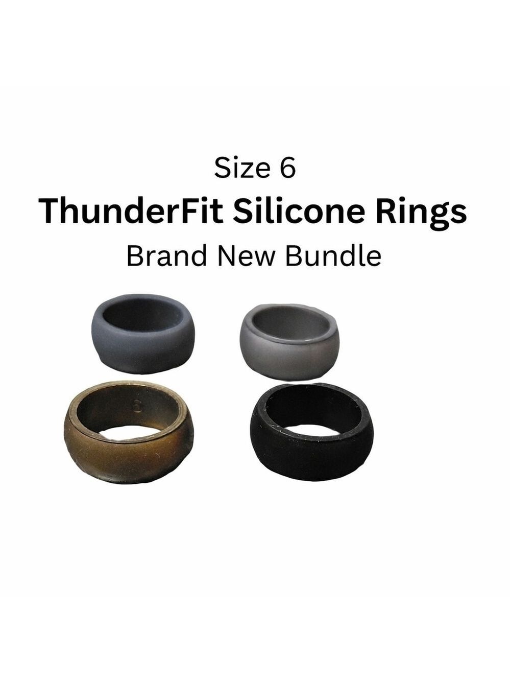 New ThunderFit Silicone Rings Bundle of 4 Wedding Bands Neutral Colors